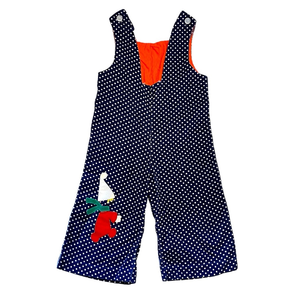 Vintage | Toddler Blue Polka Dot Corduroy Overalls | 3T